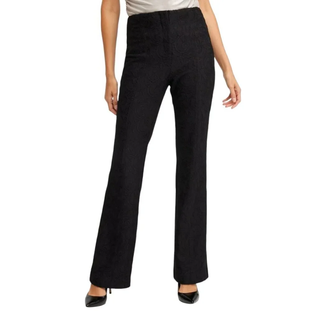 Chico's Black Label Lace Wide Leg Pants - 8 Reg - Black NWT - Picture 1 of 13